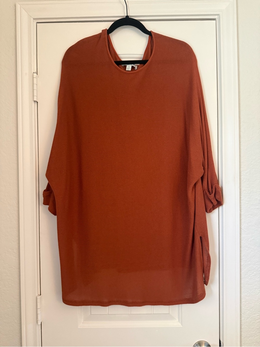 She + Sky Burnt Orange Knit Scoop Neck Top